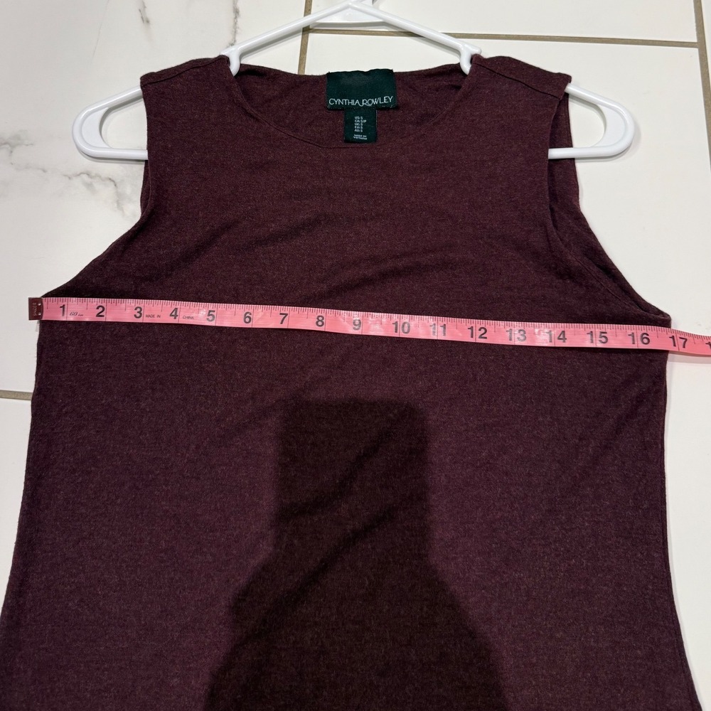 Cynthia Rowley Womens Sleeveless Burgundy Knit Midi Dress Side Slits Size Small - Picture 7 of 8